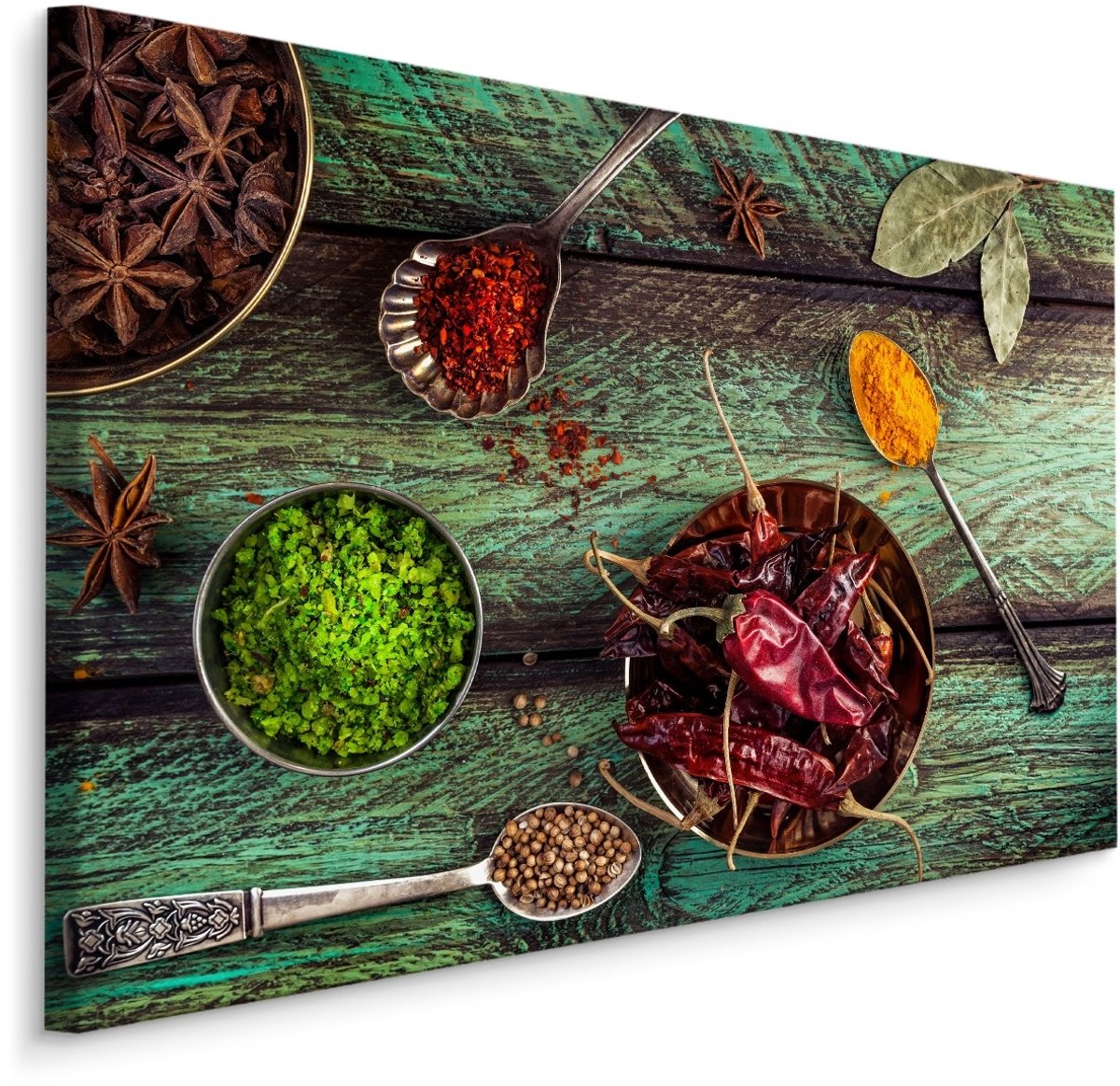 karo-art Schilderij - Oosterse specerijen, multi-gekleurd, 4 maten, wanddecoratie Multikleur