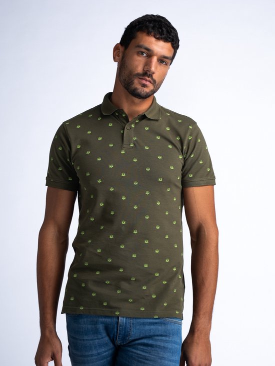 Petrol Industries - Heren All-over Print Polo Biloxi Beach - Groen - Maat S