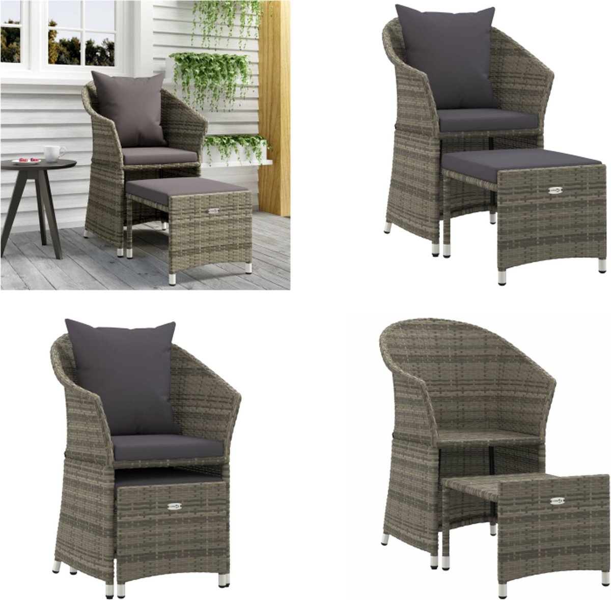 Vidaxl Loungeset Grijs Tuinstoel