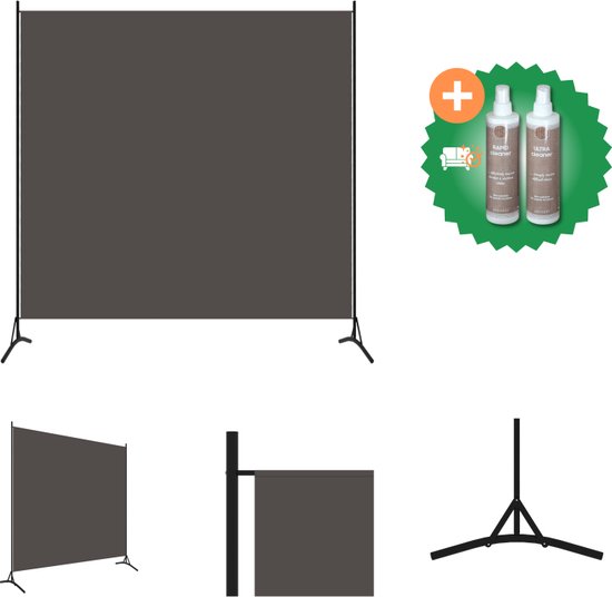 Kamerscherm met 2 panelen 175x180 cm stof zwart kopen