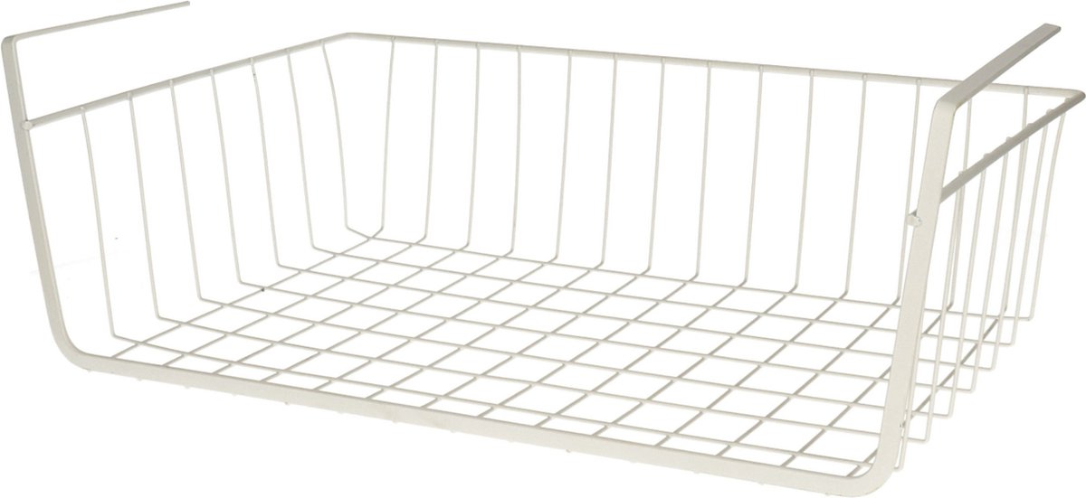 MSV Kastmandje - opberg/hang mandjes - rvs - wit - 30 x 27 x 16 cm - draadmand