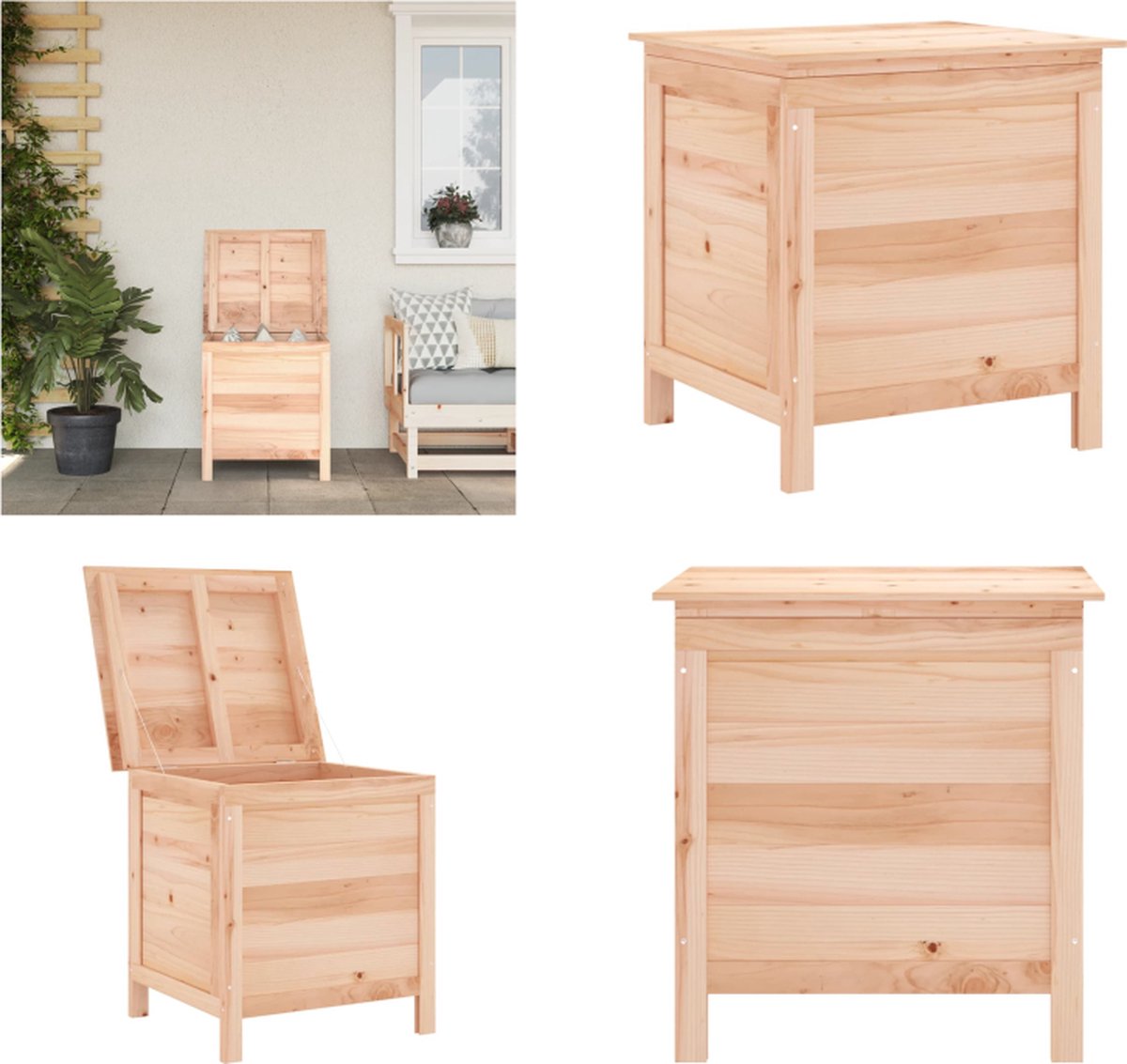 VidaXL -Tuinbox-50x49x56-5-cm-massief-vurenhout Tuinbox Tuinboxen Opbergbox Tuin