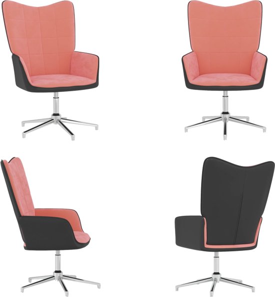 vidaXL Relaxstoel fluweel en PVC roze - Relaxstoel - Relaxstoelen - Fauteuil - Fauteuils