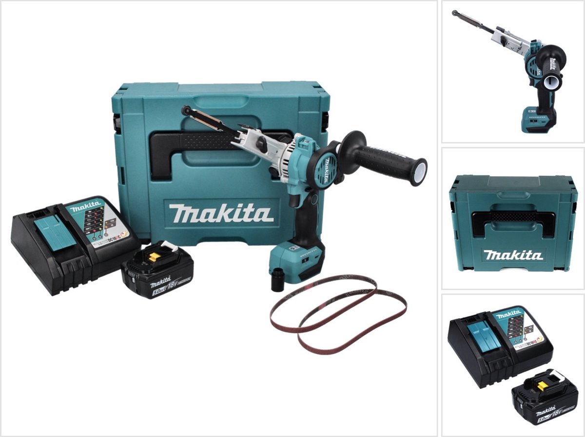 Makita DBS 180 RT1J accu-bandvijl 18 V 9 x 533 mm borstelloos + 1x oplaadbare accu 5.0 Ah + lader + Makpac