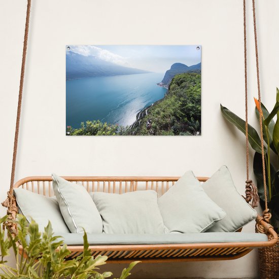 Photo aérienne des rives du lac de Garde affiche de jardin 90x60 cm - Toile de jardin / Toile d'extérieur / Peintures d'extérieur (décoration de jardin)