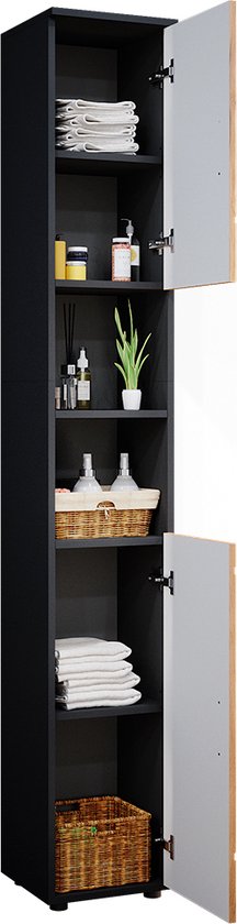 Vicco Meuble de salle de bain Irma, 30 x 192 cm, Anthracite/Chêne doré puissant