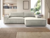 Vente-unique Hoekslaapbank AMELIA van PASCAL MORABITO - Ribfluweel - Beige - Hoek rechts