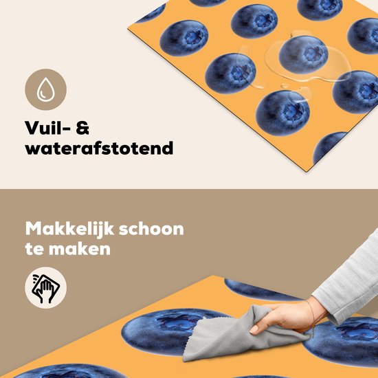 KitchenYeah® Inductie beschermer 70x52 cm - Blauwe bes - Oranje - Patroon - Kookplaataccessoires - Afdekplaat voor kookplaat - Inductiebeschermer - Inductiemat - Inductieplaat mat