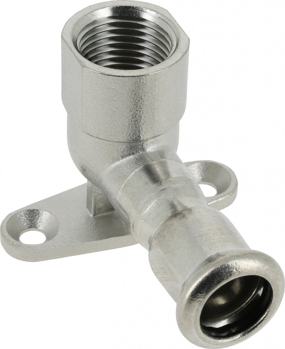 Bonfix Press - RVS 316 - perskoppeling - Muurplaat - 1/2" x 18 mm - lange binnendraad x Press - KIWA - DVGW - WRAS keur - KIWA - DVGW - WRAS keur