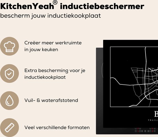 KitchenYeah® Inductie beschermer 81.6x52.7 cm - Bangkok - Kaart - Stadskaart - Plattegrond - Kookplaataccessoires - Afdekplaat voor kookplaat - Inductiebeschermer - Inductiemat - Inductieplaat mat
