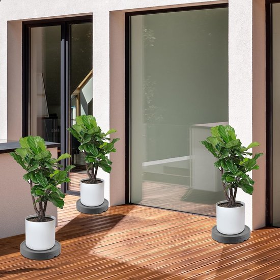 Suusolny Zwarte plantenroller, bloemenroller, instelbaar, diameter van 39-52 cm, tot 300 kg, onderzetter, plantenpot, bloempot, standaard voor buiten, binnen