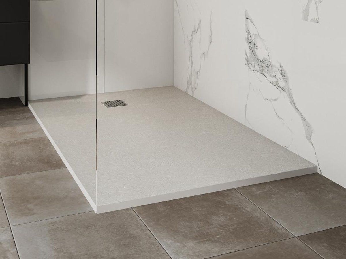 Vente-unique Opzet- of inbouwdouchebak in hars – Wit – 140 x 90 cm - Snijdbaar - MIRNOSA
