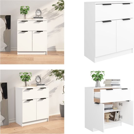 vidaXL Dressoir 79x38x80 cm bewerkt hout wit, opbergkast, dressoir kast, dressoir hout, wandkast, tv dressoir, wandkast woonkamer