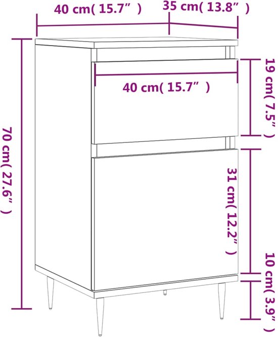 vidaXL Buffet 40x35x70 cm Bois d'ingénierie Béton Gris - Buffet - Commodes - Armoire de rangement - Armoire murale