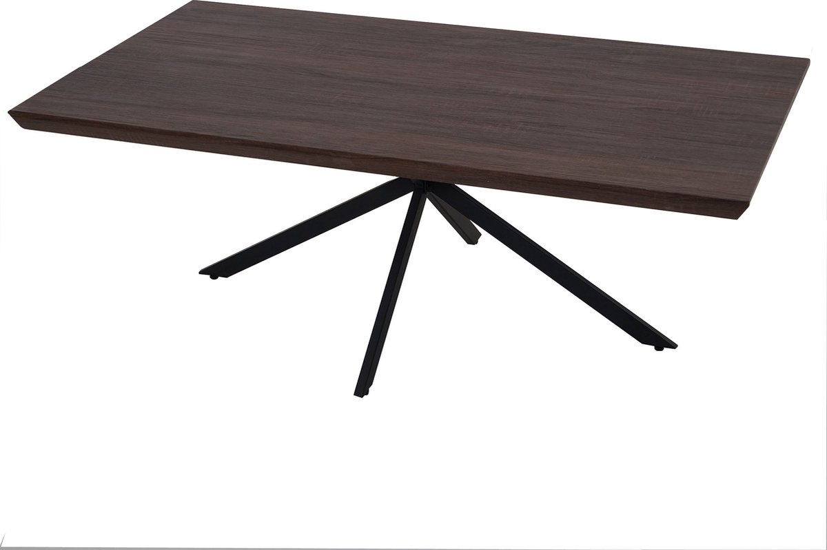 Cosmo Casa Salontafel - Woonkamertafel - Bruin Eiken - 40x110x60cm - Donkere Metalen Poten