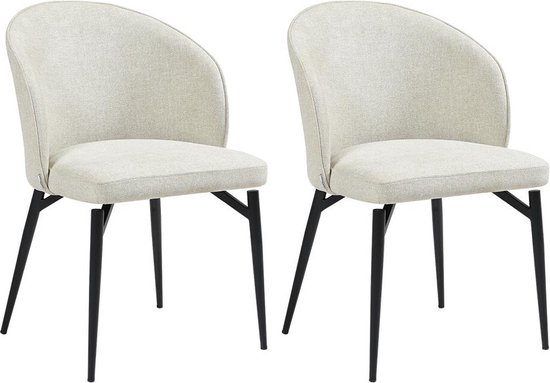 Maison Céphy Set van 2 stoelen van stof en metaal - Crèmewit - GILONA van Pascal MORABITO L 54 cm x H 80.5 cm x D 56.5 cm