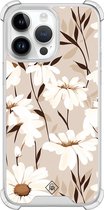 Casimoda® hoesje - Geschikt voor iPhone 14 Pro Max - In Bloom - Shockproof case - Extra sterk - TPU/polycarbonaat - Bruin/beige, Transparant