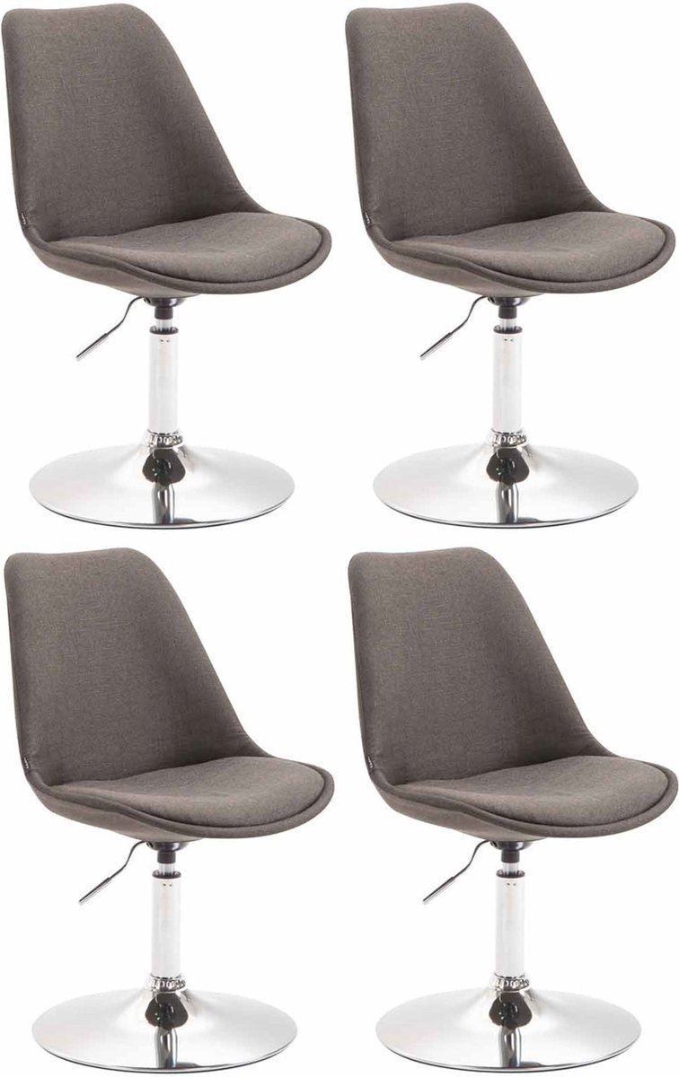 CLP Maverick Set van 4 Eetkamerstoelen - Stof donkergrijs chroom