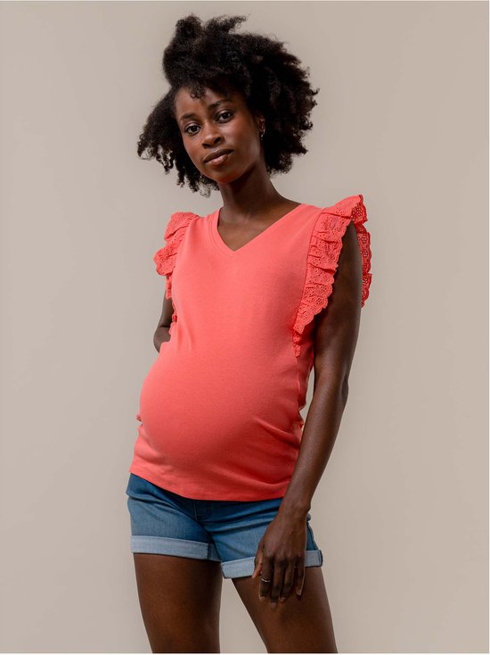Prénatal zwangerschapsshirt - Zwangerschapskleding - Dark Coral Pink - Maat XL