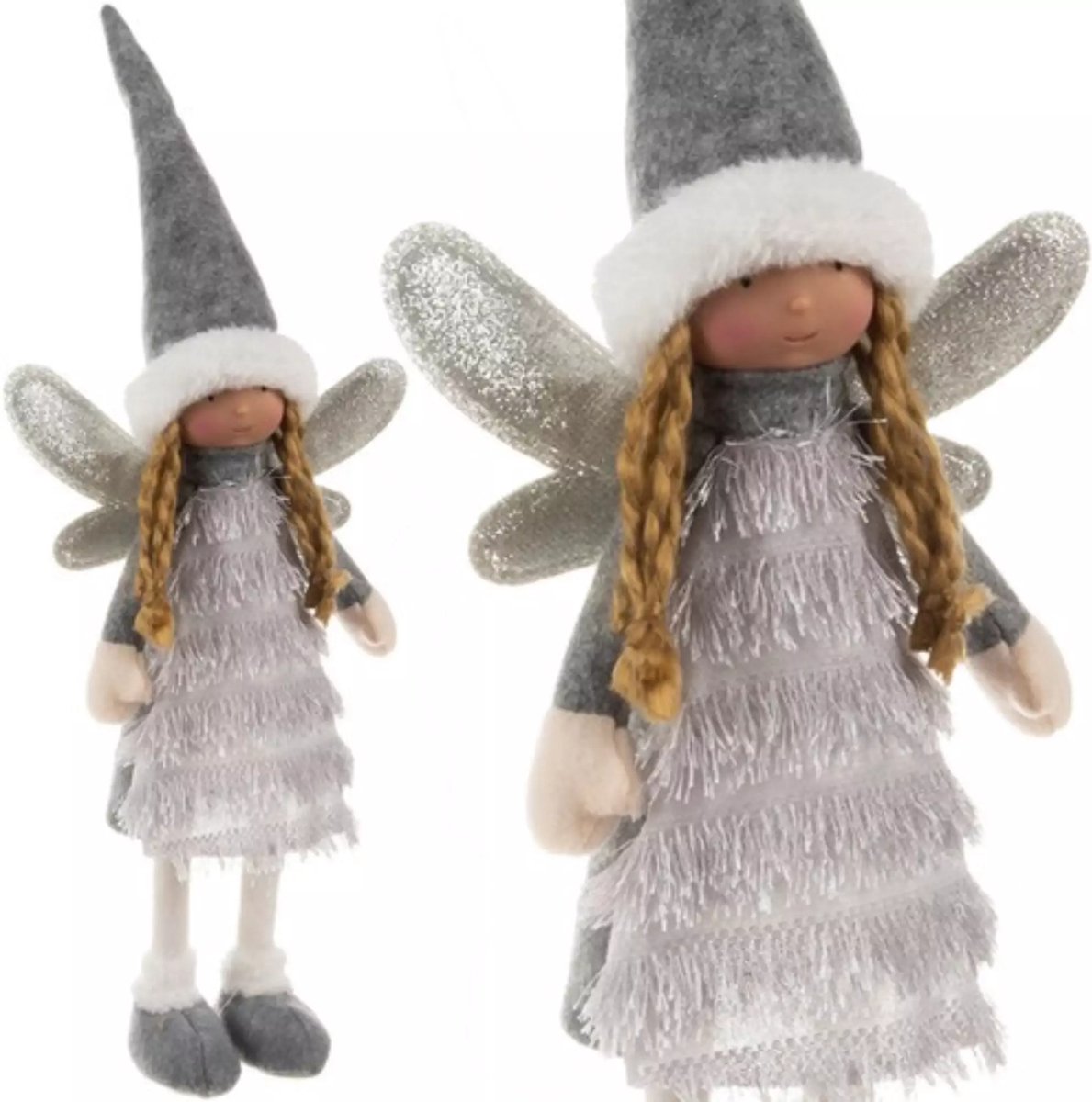Ruhhy Fairy Grijze Kerstfiguur - Magische Glittervleugels - Elegante Decoratie