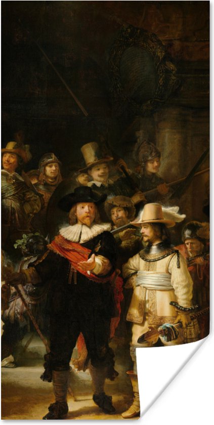 Poster De Nachtwacht - Schilderij van Rembrandt van Rijn - 20x40 cm