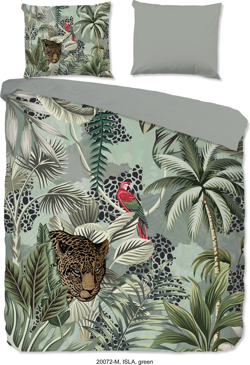 Pure dekbedovertrek jungle print - Lits jumeaux 240x200/220 cm - Groen - Microvezel Green