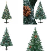 vidaXL Kerstboom met LED's en kerstballen en dennenappels sneeuw 150cm - Kunstkerstboom - Kunstkerstbomen - Kerstboom - Kerstdecoratie