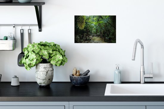 Sticker Muursticker Jungle - Rivière dans la jungle tropicale - 30x20 cm - film adhésif autocollant - sticker mural repositionnable