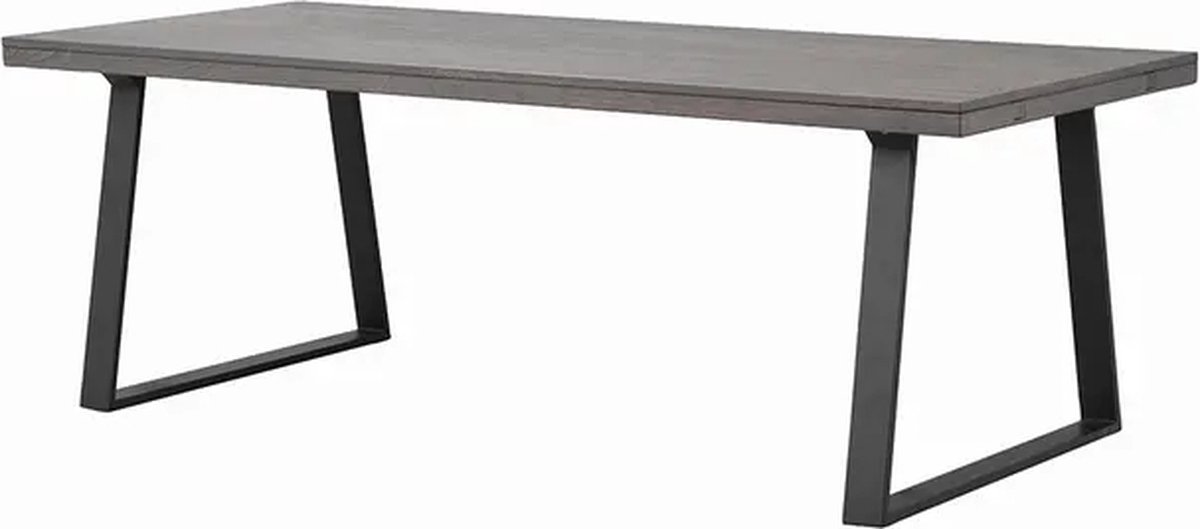 Rowico Home Brooklyn Houten Eettafel - Verlengbaar - Massief Eikenhout - Zwarte Metalen Poten - Exclusief Verlengstuk - Donker Eiken - 220 x 95 cm