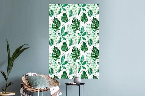 Stickers muraux - Vintage - Feuilles - Pois - 80x120 cm - Film Adhésif