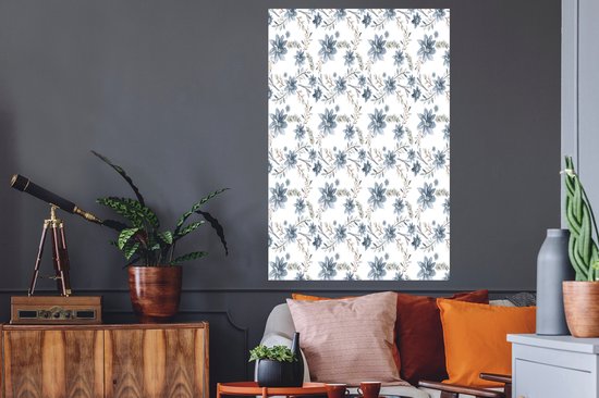 Stickers Stickers muraux - Fleurs - Blauw - Plantes - 80x120 cm - Film adhésif