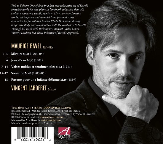 Vincent Larderet - Ravel: The Complete Works For Solo Piano Volume 1 (CD)