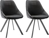 Set van 2 stoelen VIENNA - Fluweel en metaal - Zwart L 50 cm x H 83 cm x D 61 cm
