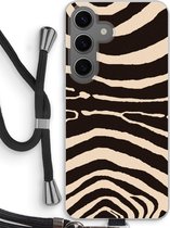 Case Company® - Hoesje met koord geschikt voor Samsung Galaxy S24 hoesje met Koord - Arizona Zebra - Telefoonhoesje met Zwart Koord - Bescherming aan alle Kanten en Over de Schermrand