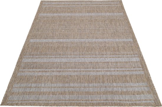 Tapiso Melissa Tapis Marron Grijs Intérieur Extérieur Cuisine Tapis à Poils Ras Taille - 120x170