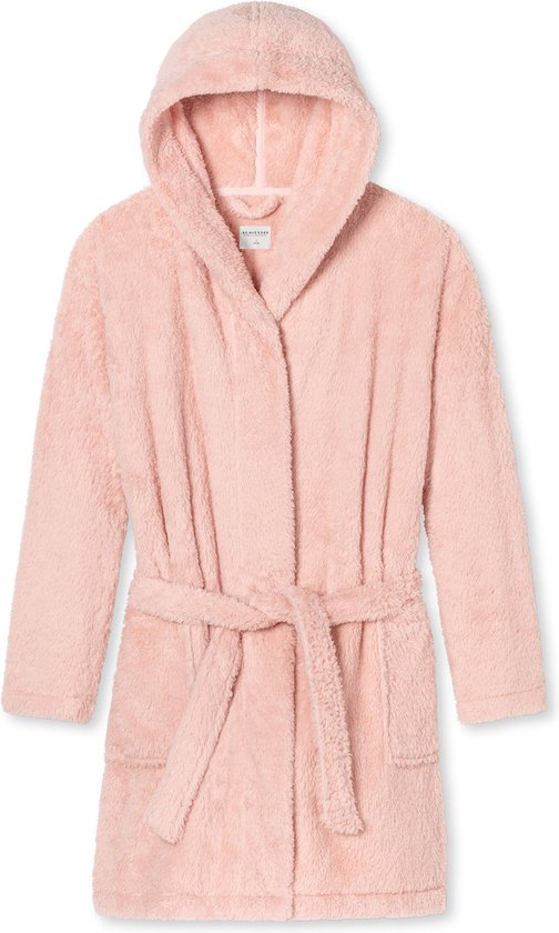 SCHIESSER Essentials badjas - dames kamerjas teddy fleece comfort fit roze - Maat: S