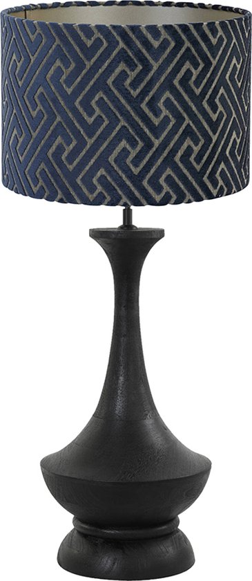 Light and Living tafellamp - blauw - hout - SS10657