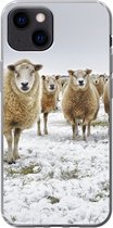 Geschikt voor iPhone 13 mini hoesje - Schapen - Wol - Sneeuw - Siliconen Telefoonhoesje