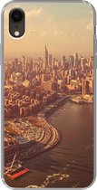 Geschikt voor iPhone XR hoesje - New York - Skyline - Goud - Siliconen Telefoonhoesje