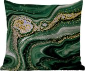 Buitenkussen - Marmer - Goud - Glitter - Groen - Marmerlook - Luxe - 45x45 cm - Weerbestendig