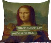Buitenkussen Weerbestendig - Mona Lisa - Quote - Da Vinci - 50x50 cm