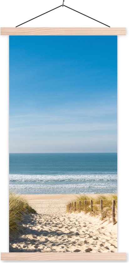 Posterhanger incl. Poster - Schoolplaat - Strand - Zee - Duin - Zand - Zomer - 60x120 cm - Blanke latten