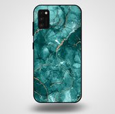 Smartphonica Telefoonhoesje voor Samsung Galaxy A41 met marmer opdruk - TPU backcover case marble design - Goud Groen / Back Cover geschikt voor Samsung Galaxy A41