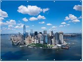 Muurdecoratie buiten New York - Manhattan - Skyline - 160x120 cm - Tuindoek - Buitenposter