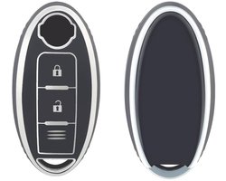 Autosleutel hoesje - TPU Sleutelhoesje - Sleutelcover - Autosleutelhoes - Geschikt voor Nissan - zwart - A3C - Nissan Micra, Nissan Pulsar, Nissan Murano, Nissan Juke, Nissan Qashqai, Nissan Ariya, Nissan Leaf, Nissan Xtrail, Nissan Primastar, Nissa