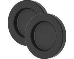 SOTECH 2s schuifdeurgreep TAYO zwart Ø 70 x 10 mm zelfklevend (3M VHB), glasdeurgreep van aluminium, greepschaal voor glas- & kamerdeuren