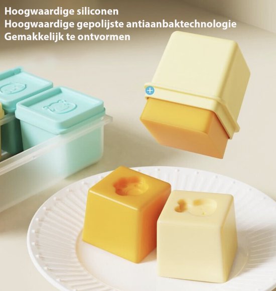 ZYLARO Babyvoeding bewaarbakjes set - 6x110ml siliconen baby bakjes met deksel - Magnetron & vaatwasmachinebestendige - Moedermelk bewaren - Diepvriesbakjes - 100% BPA vrij - Roze/Geel/Blauw van ZYLARO — afbeelding 3