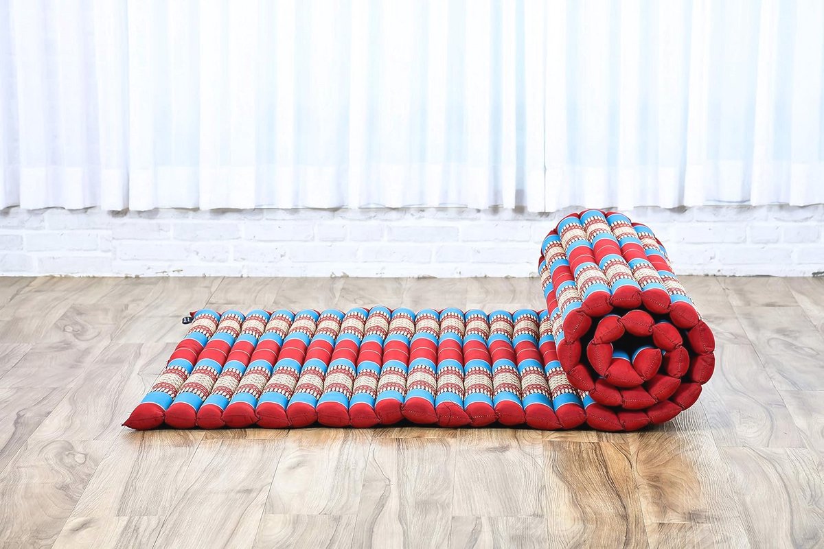 Leewadee - Opvouwbaar Matras - Japanse Oprolbare Futon - Opvouwbare Tatami Mat - Gasten Vloerbed - Camping Matras - Thaise Massage Mat, Kapok Gevuld, Bruin