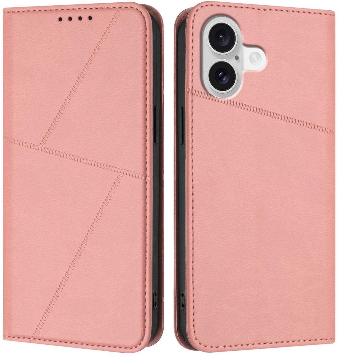 Mobigear Telefoonhoesje geschikt voor Apple iPhone 17 Hoesje | Mobigear Frosted Flip Bookcase Portemonnee | Pasjeshouder voor 2 Pasjes | Telefoonhoesje voor Pinpas / OV Kaart / Rijbewijs - Roze