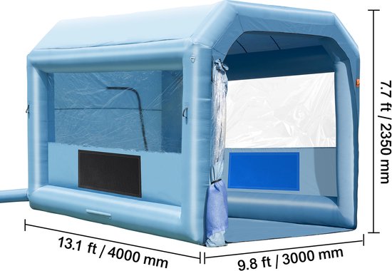Opblaasbare Spuitcabine – 3,9 X 3,9 X 2,7 M, 750 W-Ventilator, met Filtering voor Het Spuiten van Auto'S en Fietsen — afbeelding 3